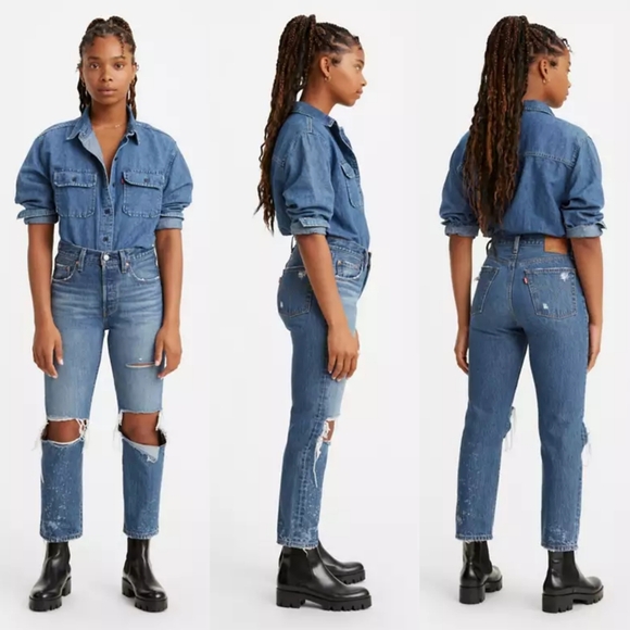 Levi's 501 Original Cropped Distressed Jeans - Picture 2 of 12